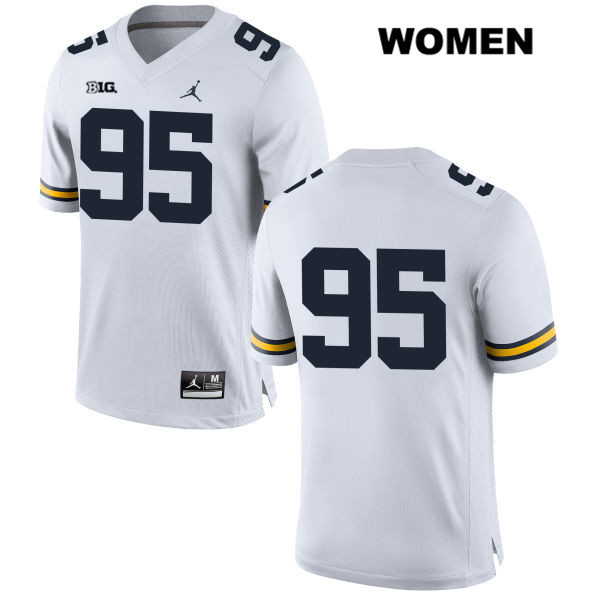 Women's NCAA Michigan Wolverines Donovan Jeter #95 No Name White Jordan Brand Authentic Stitched Football College Jersey AT25X86FU
